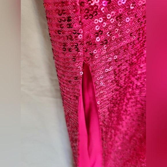 Women's Rachel Roy Harland Pink Sequins Gown With Slit - Picture 10 of 14